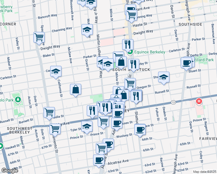 map of restaurants, bars, coffee shops, grocery stores, and more near in Berkeley