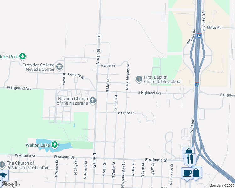 map of restaurants, bars, coffee shops, grocery stores, and more near 134 West Highland Avenue in Nevada