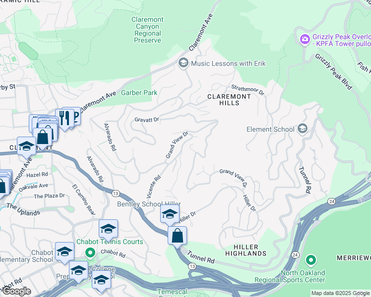 map of restaurants, bars, coffee shops, grocery stores, and more near 29 Live Oak Road in Berkeley