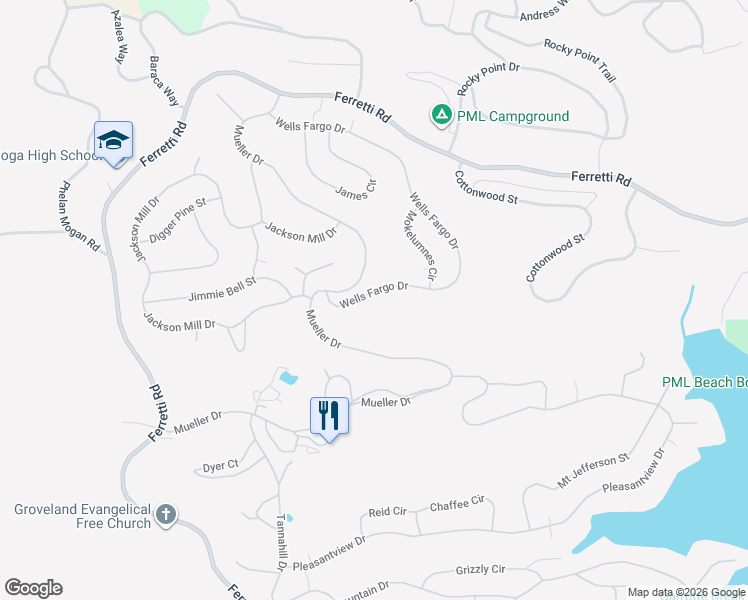 map of restaurants, bars, coffee shops, grocery stores, and more near 12935 Wells Fargo Drive in Groveland