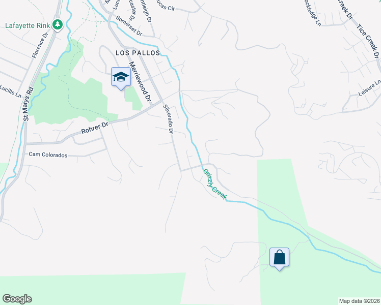 map of restaurants, bars, coffee shops, grocery stores, and more near 1 Green Acres Court in Lafayette