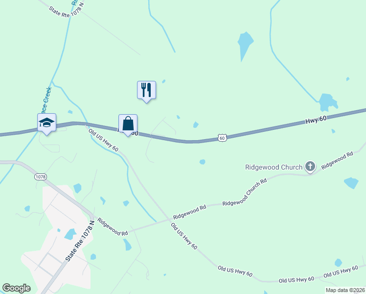 map of restaurants, bars, coffee shops, grocery stores, and more near 9878-10538 U.S. 60 in Spottsville