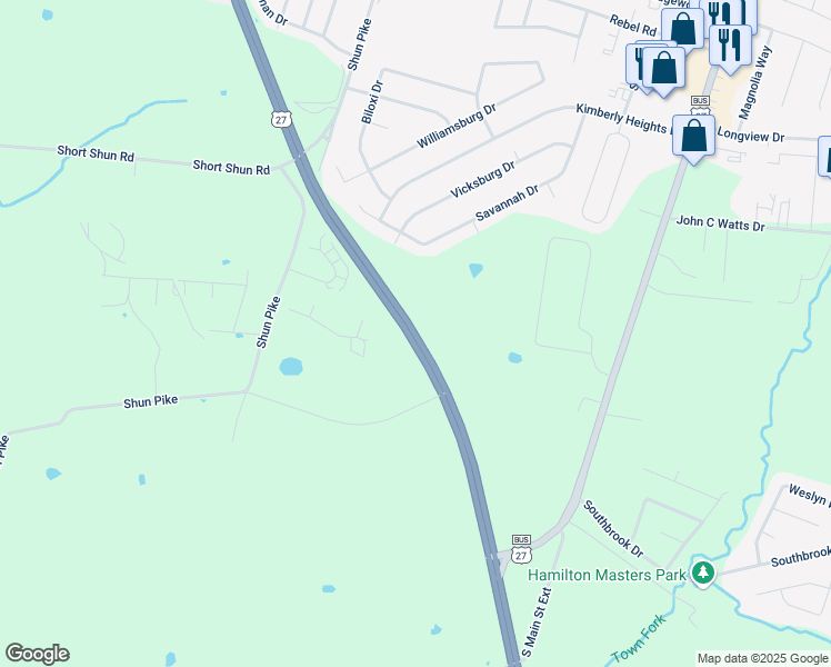 map of restaurants, bars, coffee shops, grocery stores, and more near U.S. 27 in Nicholasville