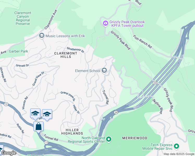 map of restaurants, bars, coffee shops, grocery stores, and more near 6971 Bristol Drive in Berkeley