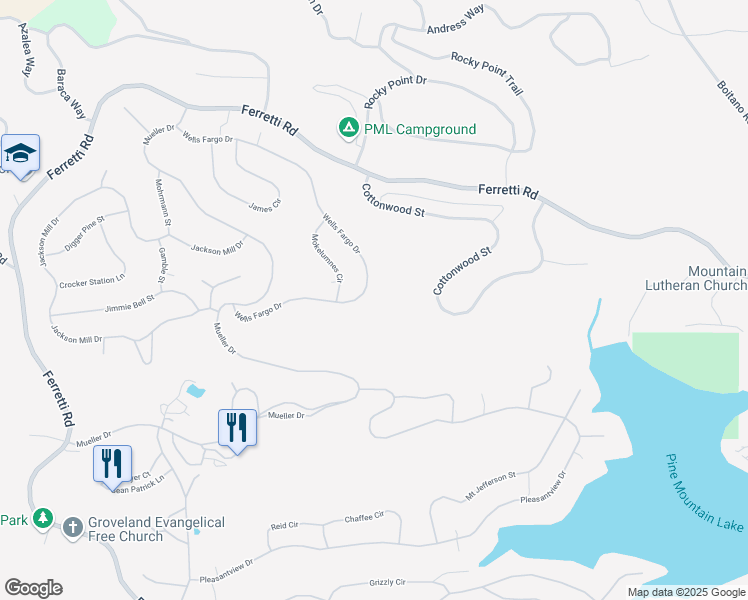 map of restaurants, bars, coffee shops, grocery stores, and more near 13003 Wells Fargo Drive in Groveland