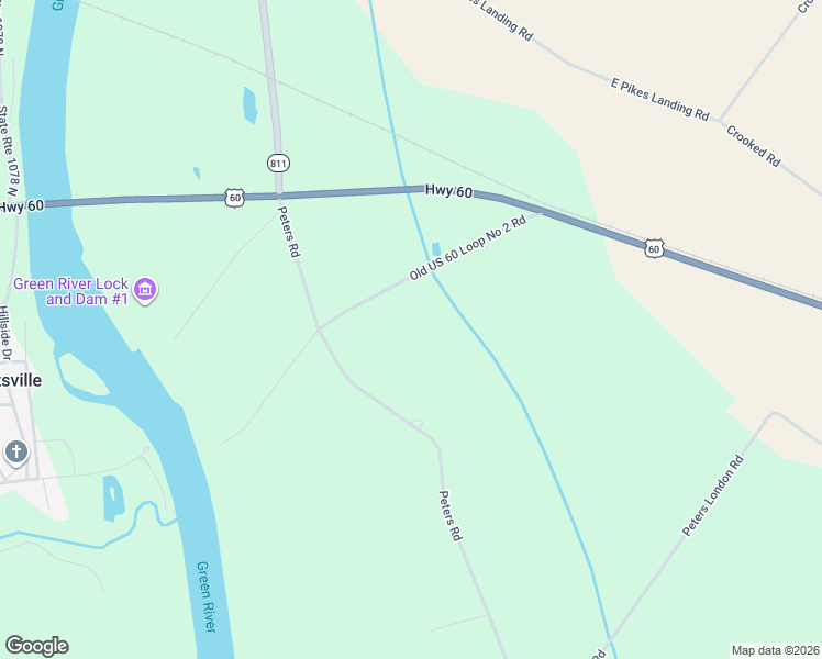 map of restaurants, bars, coffee shops, grocery stores, and more near 2 Old US Highway 60 in Spottsville
