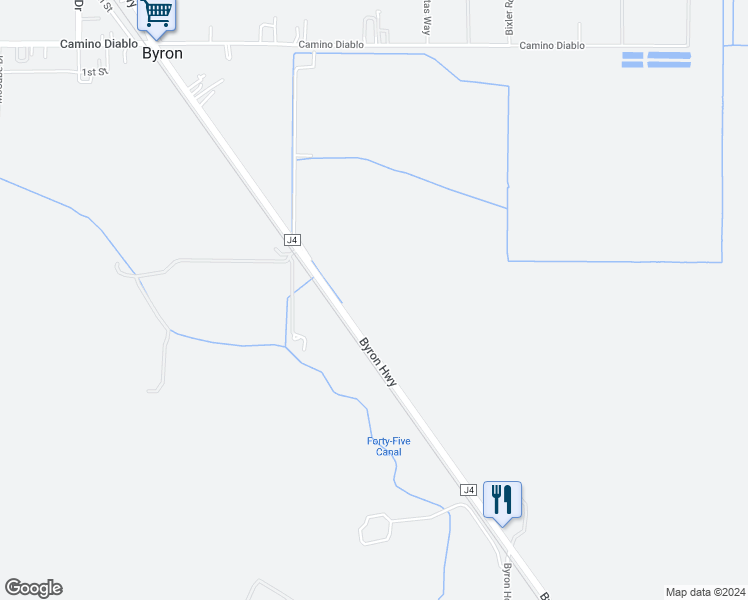 map of restaurants, bars, coffee shops, grocery stores, and more near 15645 Byron Highway in Byron