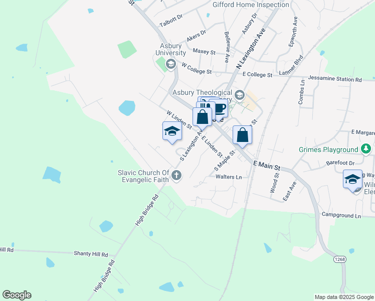 map of restaurants, bars, coffee shops, grocery stores, and more near 210 South Lexington Avenue in Wilmore