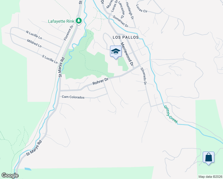 map of restaurants, bars, coffee shops, grocery stores, and more near 400 Read Drive in Lafayette