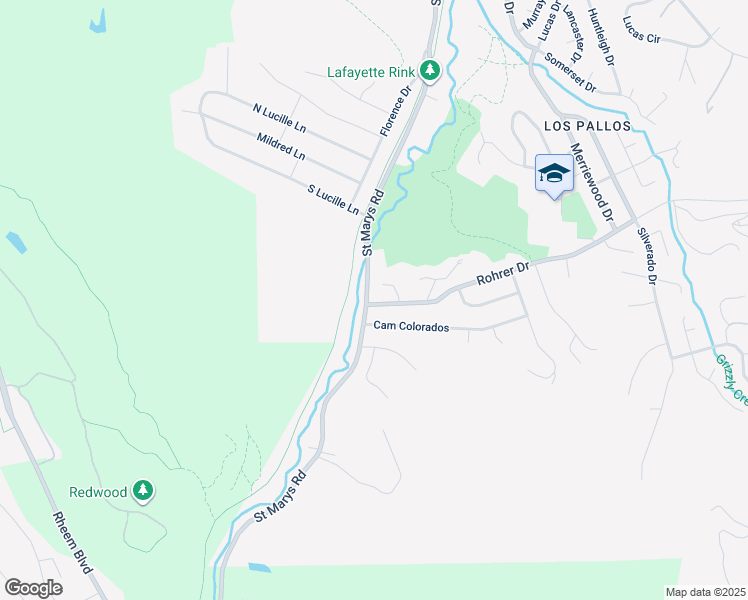 map of restaurants, bars, coffee shops, grocery stores, and more near 3260 Rohrer Drive in Lafayette