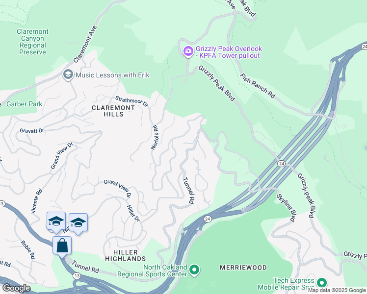 map of restaurants, bars, coffee shops, grocery stores, and more near 6966 Bristol Drive in Berkeley