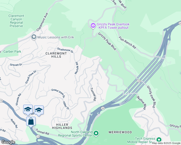map of restaurants, bars, coffee shops, grocery stores, and more near 6966 Bristol Drive in Berkeley