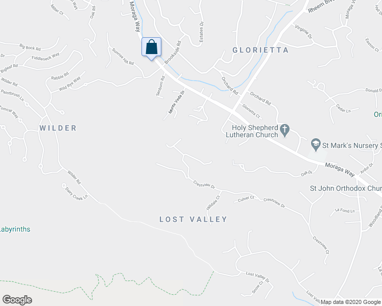 map of restaurants, bars, coffee shops, grocery stores, and more near 205 Crestview Drive in Orinda