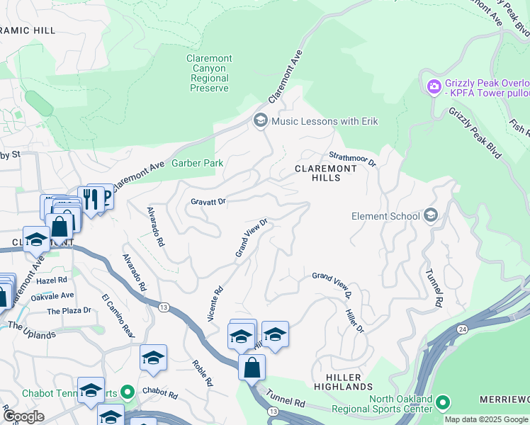 map of restaurants, bars, coffee shops, grocery stores, and more near 6 Perth Place in Berkeley