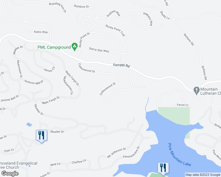 map of restaurants, bars, coffee shops, grocery stores, and more near 19686 Cottonwood Street in Groveland