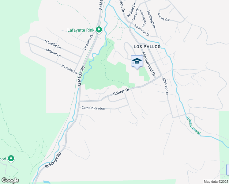 map of restaurants, bars, coffee shops, grocery stores, and more near 3184 Rohrer Drive in Lafayette