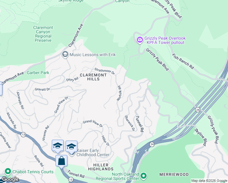 map of restaurants, bars, coffee shops, grocery stores, and more near 7041 Devon Way in Berkeley
