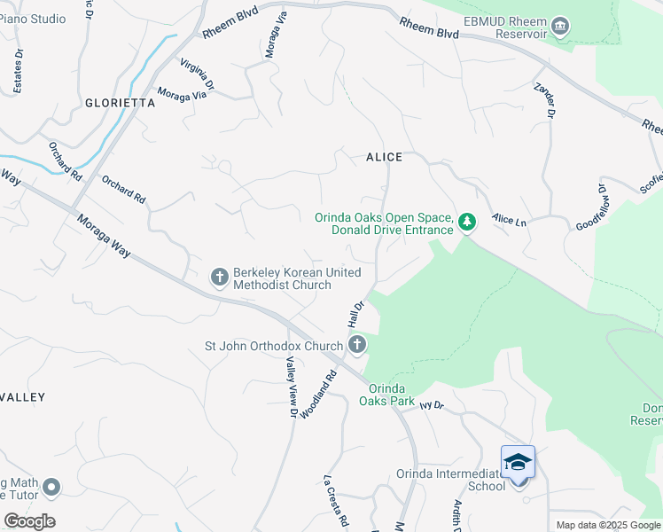 map of restaurants, bars, coffee shops, grocery stores, and more near 11 Daisy Lane in Orinda