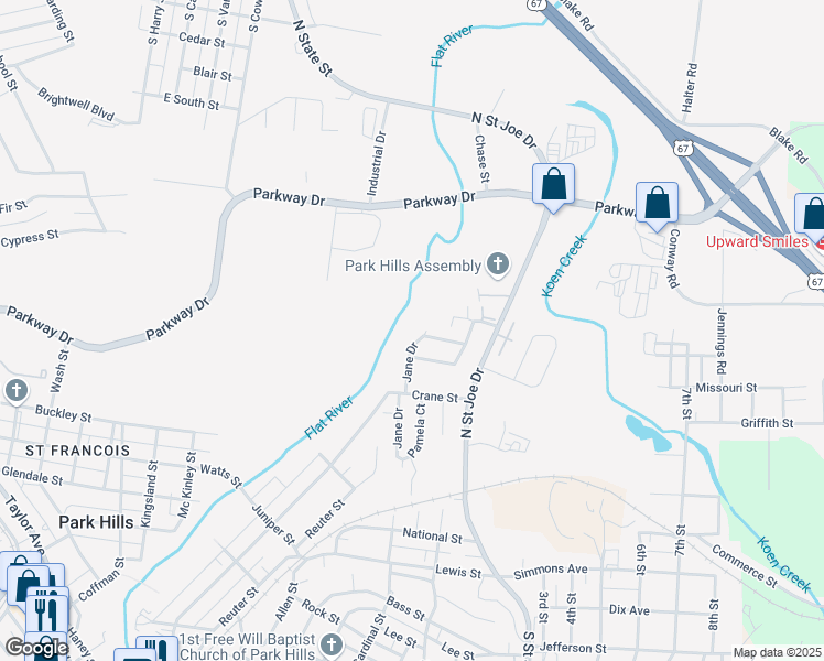map of restaurants, bars, coffee shops, grocery stores, and more near 100 Swan Drive in Park Hills