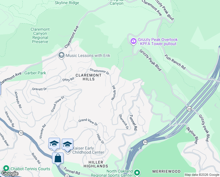 map of restaurants, bars, coffee shops, grocery stores, and more near 7041 Devon Way in Berkeley