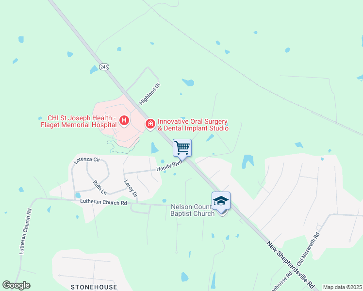 map of restaurants, bars, coffee shops, grocery stores, and more near 75 Patriot Drive in Bardstown