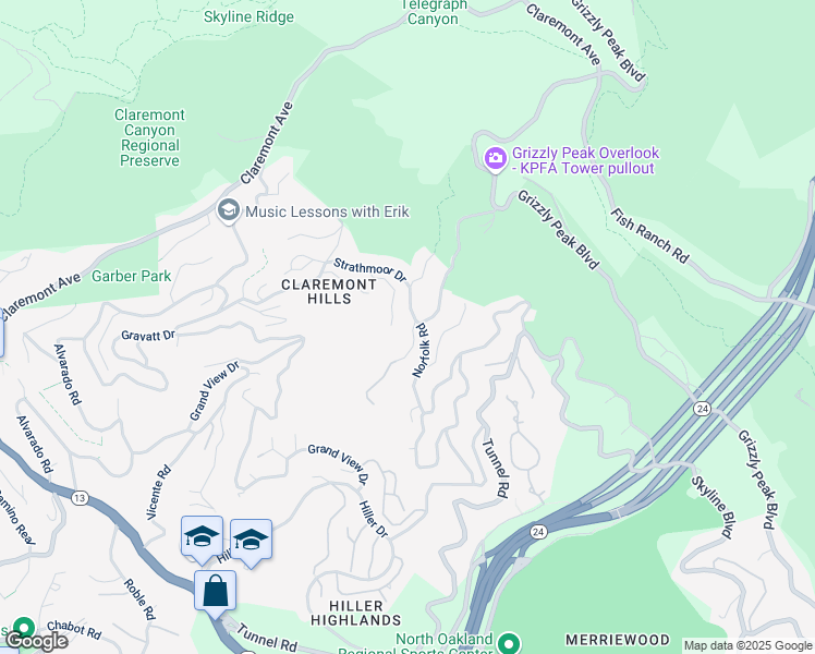 map of restaurants, bars, coffee shops, grocery stores, and more near 7061 Devon Way in Berkeley
