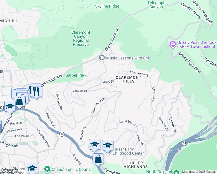 map of restaurants, bars, coffee shops, grocery stores, and more near 2 Perth Place in Berkeley