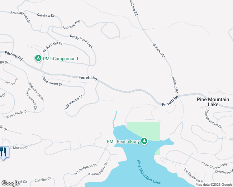 map of restaurants, bars, coffee shops, grocery stores, and more near 19940 Deerbrush Ct in Groveland-Big Oak Flat