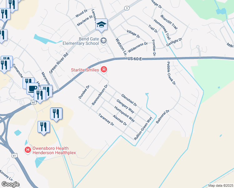 map of restaurants, bars, coffee shops, grocery stores, and more near 1201-1225 Glenshiel Way in Henderson