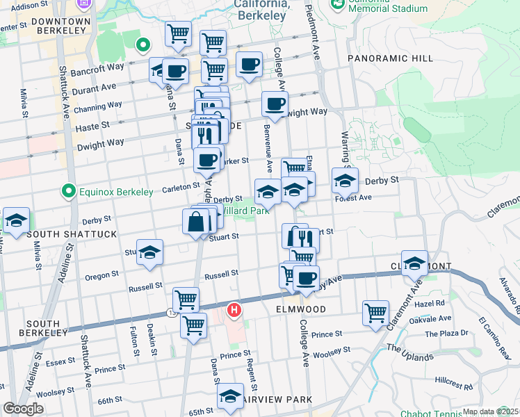 map of restaurants, bars, coffee shops, grocery stores, and more near in Berkeley