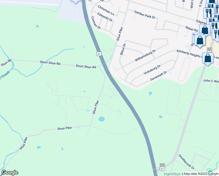 map of restaurants, bars, coffee shops, grocery stores, and more near 274-280 Grinder Court in Nicholasville