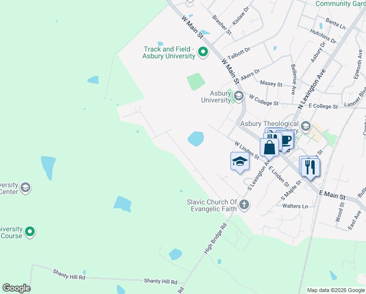 map of restaurants, bars, coffee shops, grocery stores, and more near 144 Lowry Lane in Wilmore