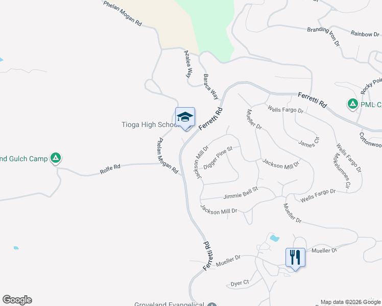 map of restaurants, bars, coffee shops, grocery stores, and more near 19307 Ferretti Road in Groveland