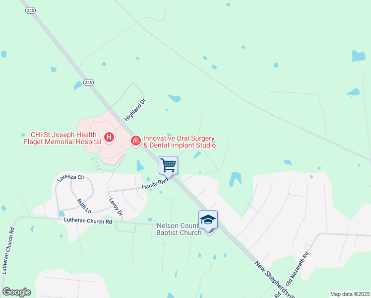 map of restaurants, bars, coffee shops, grocery stores, and more near Patriot Drive in Bardstown