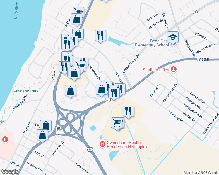 map of restaurants, bars, coffee shops, grocery stores, and more near 924 Manor Drive in Henderson