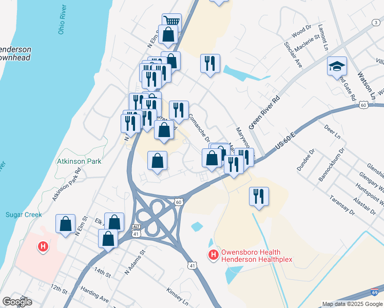 map of restaurants, bars, coffee shops, grocery stores, and more near 631 Barret Boulevard in Henderson