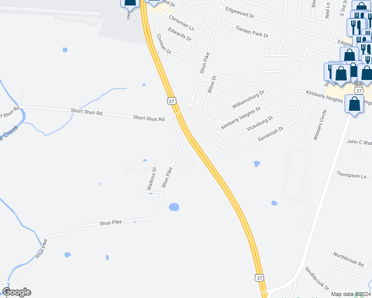 map of restaurants, bars, coffee shops, grocery stores, and more near 274 Grinder Court in Nicholasville