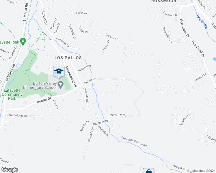 map of restaurants, bars, coffee shops, grocery stores, and more near 2975 Rohrer Drive in Lafayette
