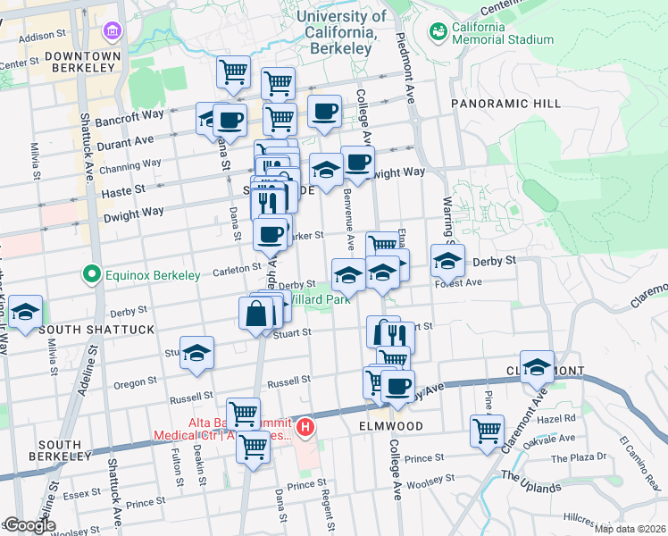 map of restaurants, bars, coffee shops, grocery stores, and more near in Berkeley