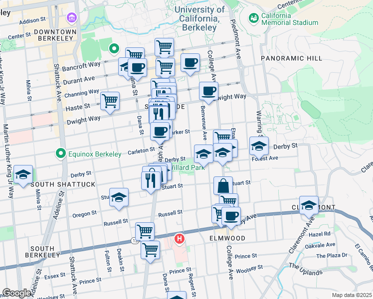 map of restaurants, bars, coffee shops, grocery stores, and more near in Berkeley