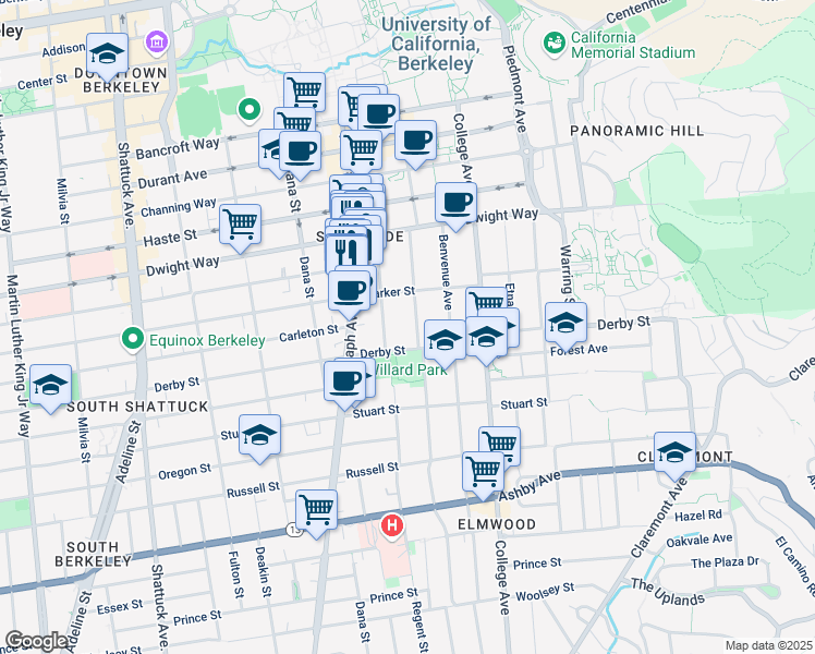 map of restaurants, bars, coffee shops, grocery stores, and more near in Berkeley