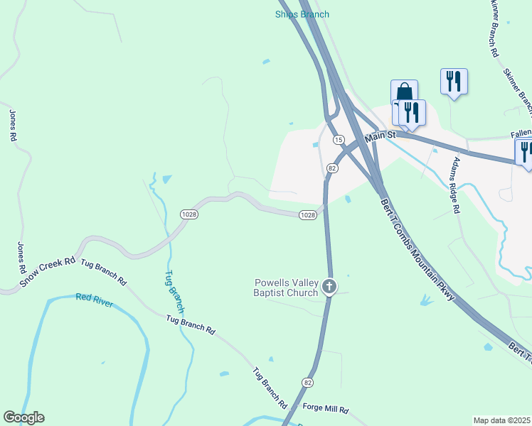 map of restaurants, bars, coffee shops, grocery stores, and more near 22 Blackberry Lane in Clay City
