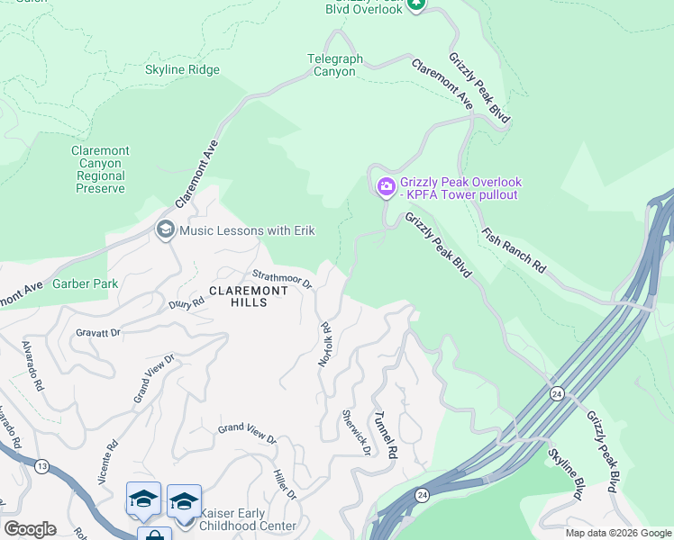 map of restaurants, bars, coffee shops, grocery stores, and more near 7173 Norfolk Road in Berkeley