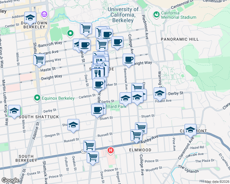map of restaurants, bars, coffee shops, grocery stores, and more near in Berkeley