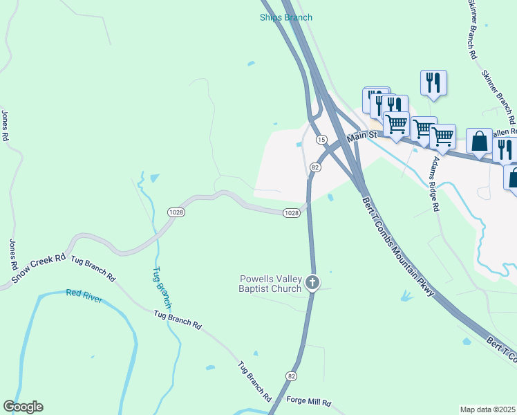 map of restaurants, bars, coffee shops, grocery stores, and more near 22 Blackberry Lane in Clay City