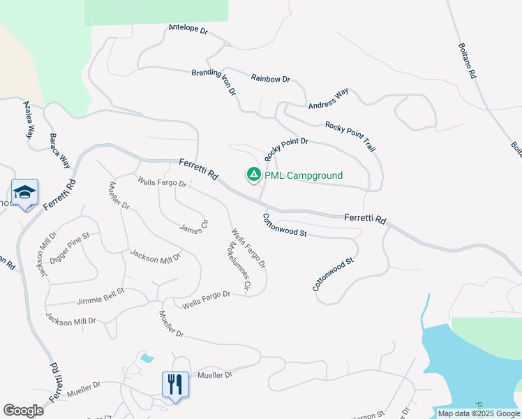 map of restaurants, bars, coffee shops, grocery stores, and more near 19551 Cottonwood Street in Groveland