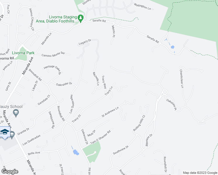 map of restaurants, bars, coffee shops, grocery stores, and more near 141 Tracy Lane in Alamo