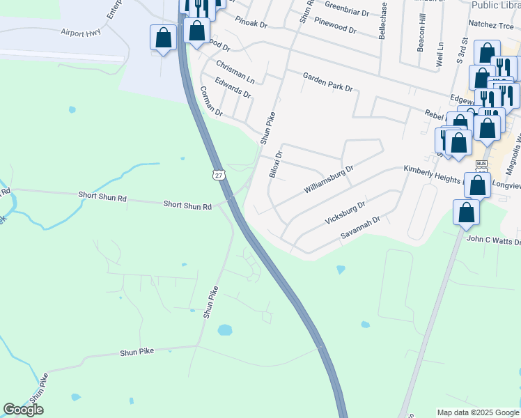 map of restaurants, bars, coffee shops, grocery stores, and more near 308 Williamsburg Drive in Nicholasville