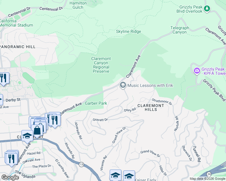 map of restaurants, bars, coffee shops, grocery stores, and more near 1085 Siler Place in Berkeley