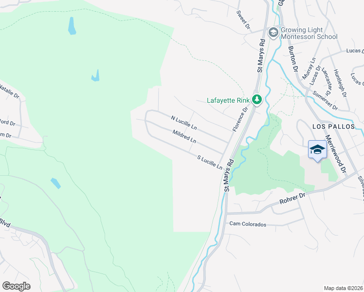 map of restaurants, bars, coffee shops, grocery stores, and more near 3342 South Lucille Lane in Lafayette